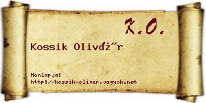 Kossik Olivér névjegykártya